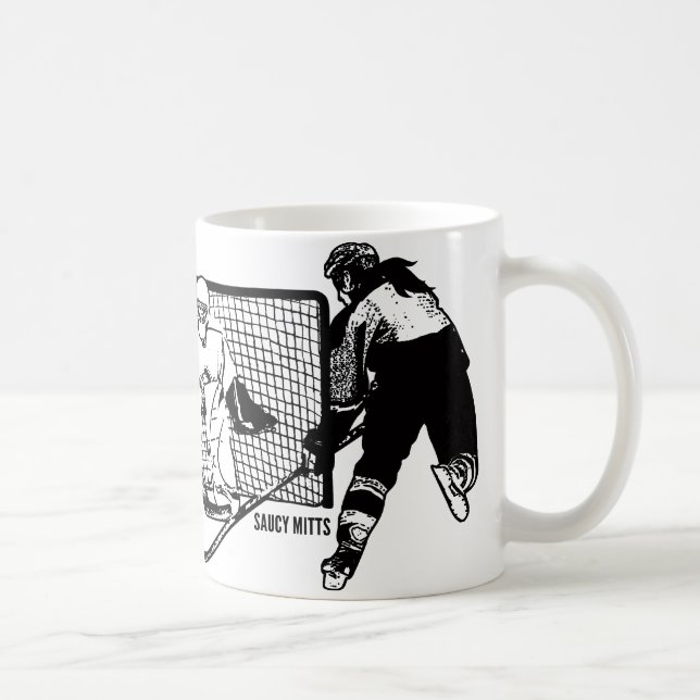 Shot On Net Hockey (female) Coffee Mug (Right)