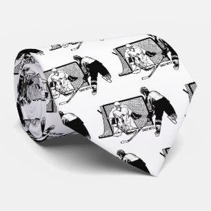Shot on Net Hockey Sketch Tie