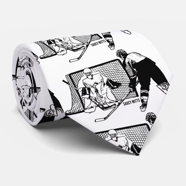 Shot on Net Hockey Tie (Rolled)