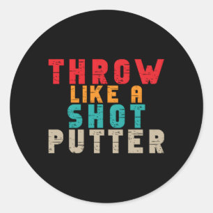 Shot Put Athlete Throwing Discus Track Field Throw Classic Round Sticker
