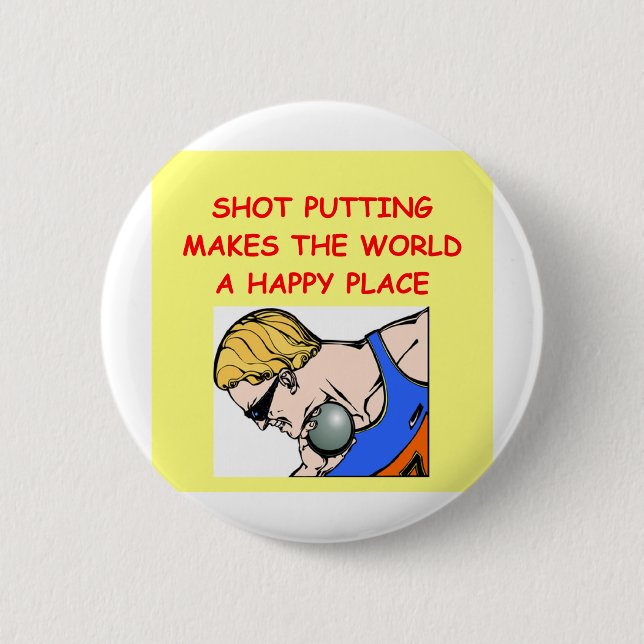 shot put puting putter 6 cm round badge (Front)
