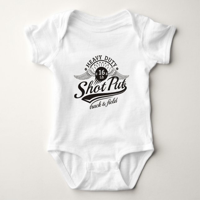 shot put wings baby bodysuit (Front)