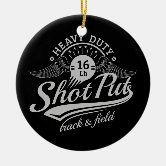 shot put wings ceramic tree decoration (Front)