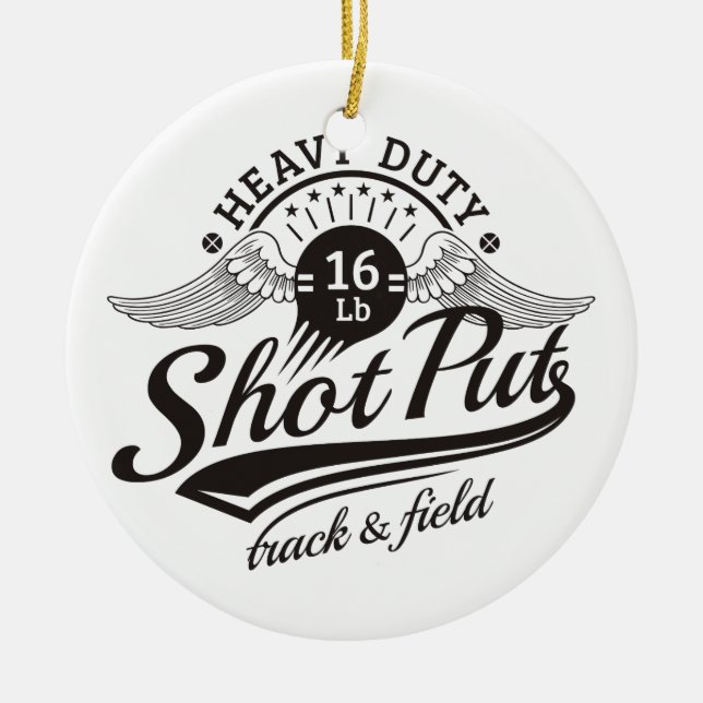 shot put wings ceramic tree decoration (Front)