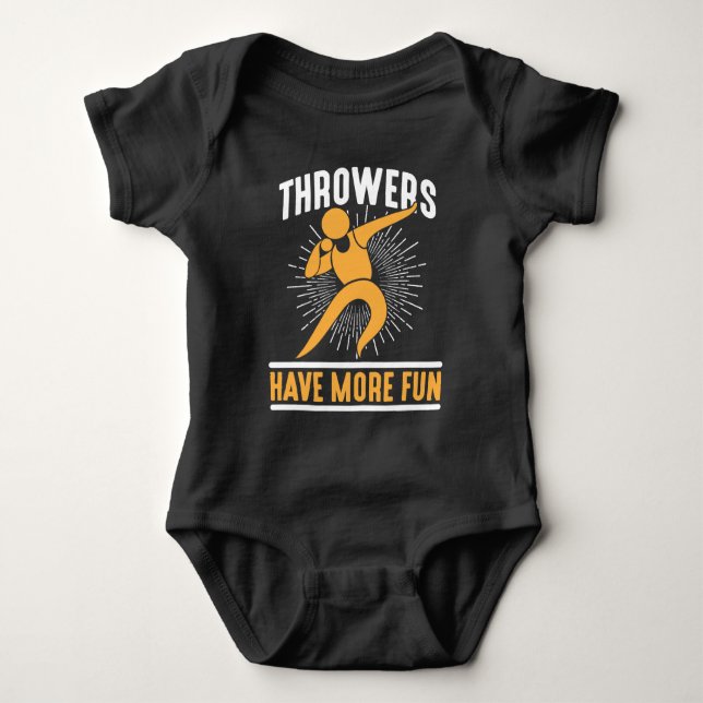 Shot Putting Track and Field Shot Put Thrower Baby Bodysuit (Front)