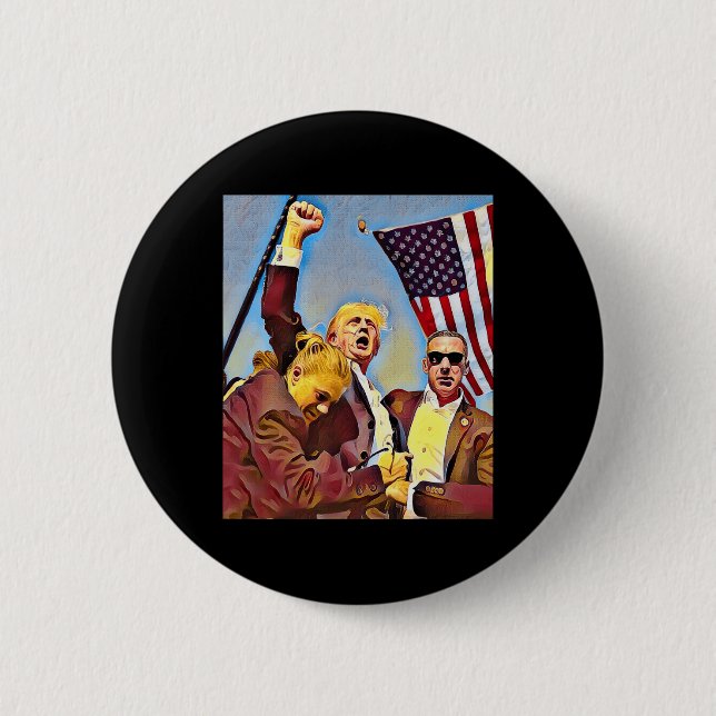Shot Trump Fight  6 Cm Round Badge (Front)