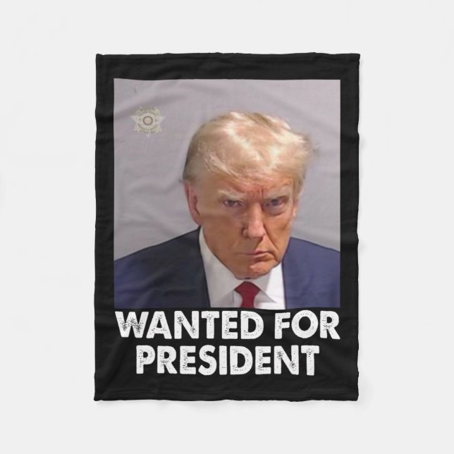 Shot Trump Funny Wanted For President 2024  Fleece Blanket (Front)