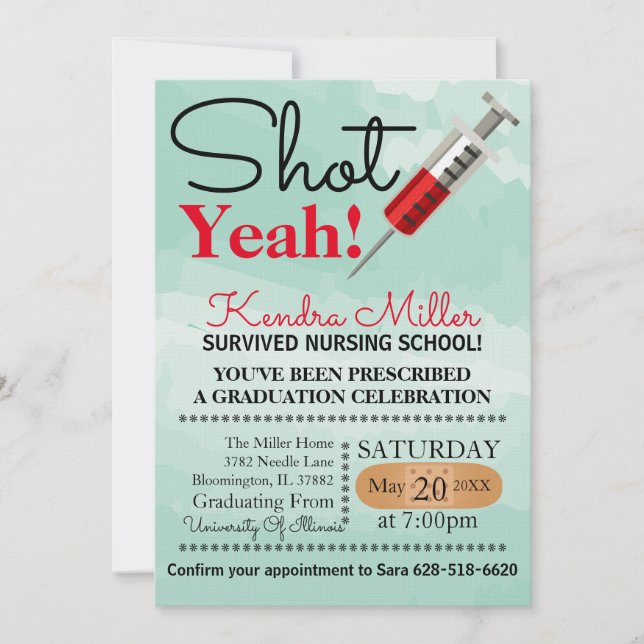 Shot Yeah! Nursing School Graduation Invitation (Front)