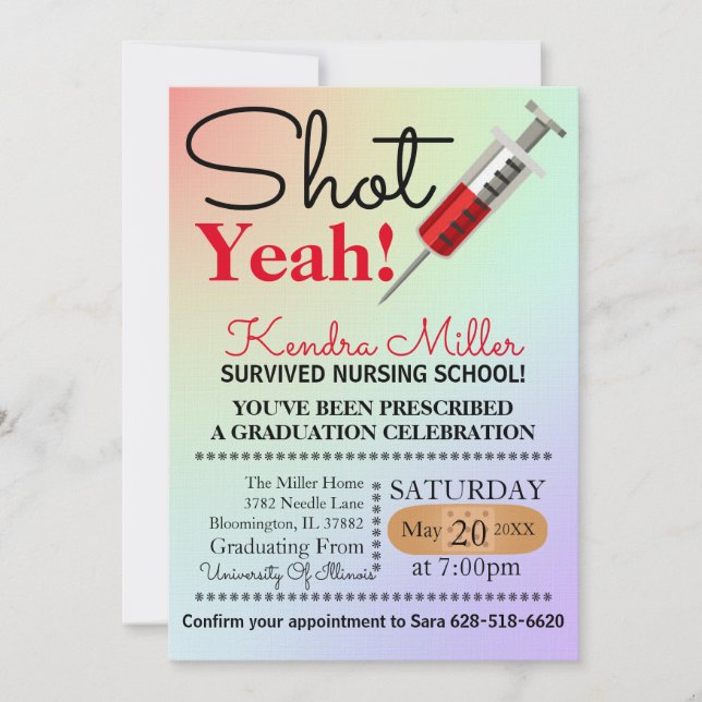 Shot Yeah! Nursing School Graduation Invitation (Front)