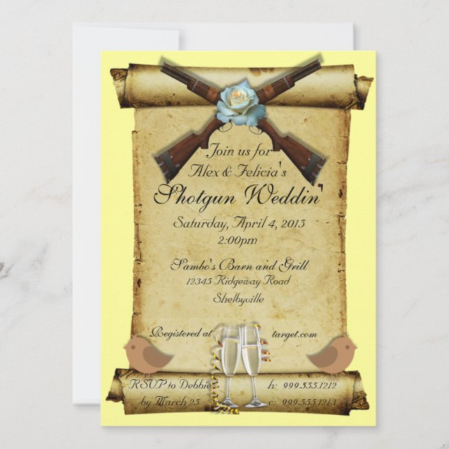 Shotgun Wedding Invitations in Canary Yellow (Front)