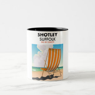 Shotley suffolk beach travel poster Two-Tone coffee mug