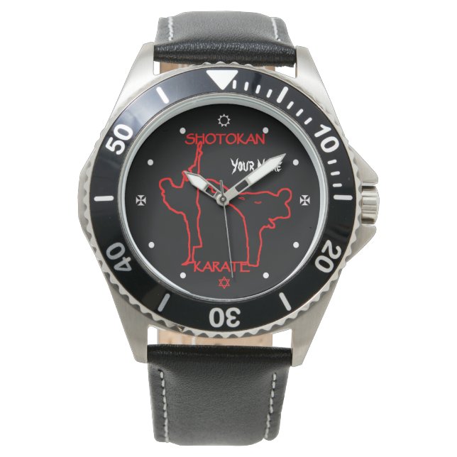 Shotokan Karate Black Belt Custom Name Watch (Front)