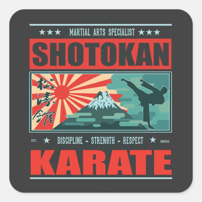 Shotokan Karate in Japanese style - Traditional de Square Sticker (Front)