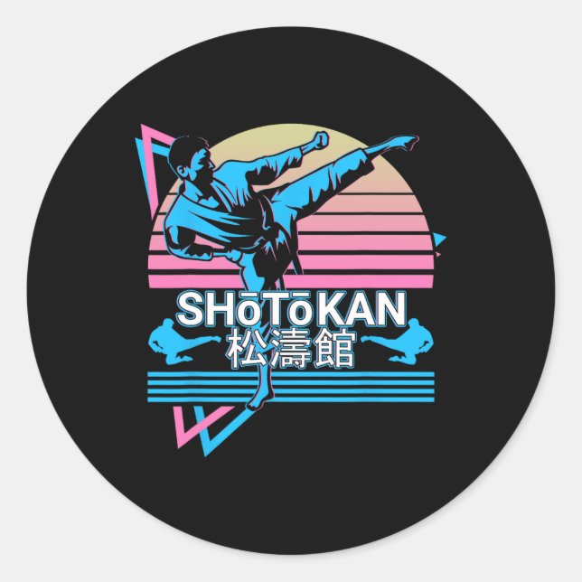 Shotokan Karate Japanese Martial Arts Retro 1  Classic Round Sticker (Front)
