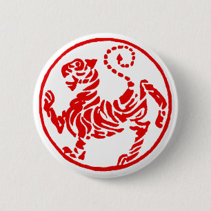 Shotokan Red Rising Sun Tiger Japanese Karate 6 Cm Round Badge