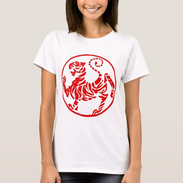 Shotokan Red Rising Sun Tiger Japanese Karate T-Shirt (Front)