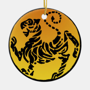 Shotokan Tiger - Gold Ceramic Tree Decoration
