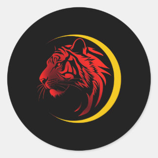 Shotokan Tiger With Gold Crescent Karate Modern Gr Classic Round Sticker