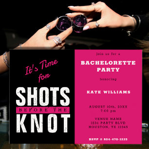 Shots Before the Knot Hot Pink Bachelorette Party Invitation