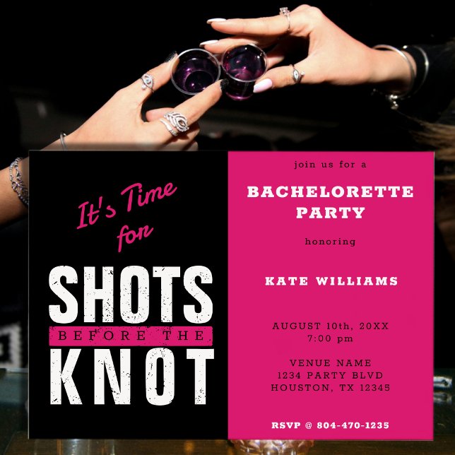 Shots Before the Knot Hot Pink Bachelorette Party Invitation (Shots Before the Knot Hot Pink Bachelorette Party Invitation)