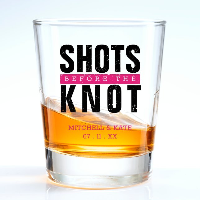 Shots Before the Knot Pink Bachelorette Party Shot Glass (Shots Before the Knot Pink Bachelorette Party Glass)
