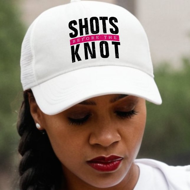 Shots Before the Knot Pink Bachelorette Party Trucker Hat (Creator Uploaded)