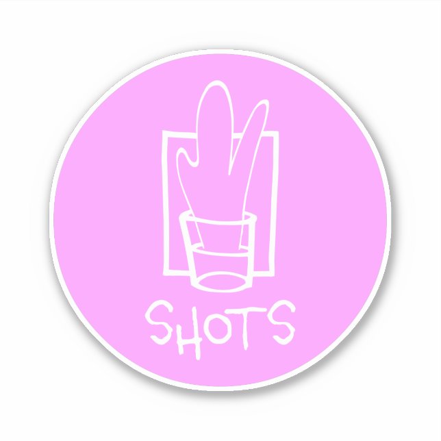 Shots Pink and White Custom-Cut Vinyl Sticker (Front)
