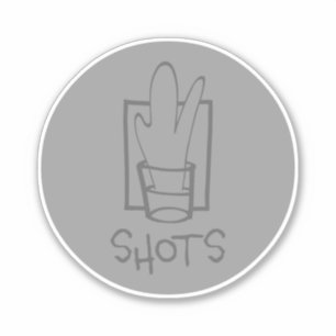 Shots Round Grey Custom-Cut Vinyl Sticker