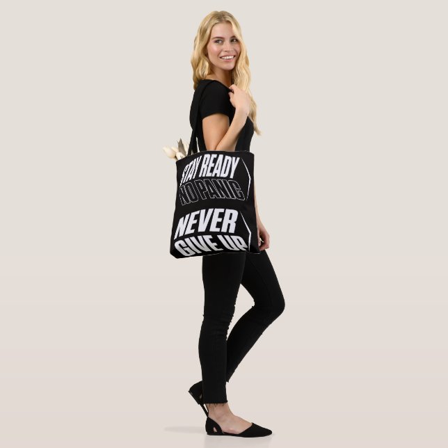 shoulder bag Stay Ready No Panic never give up  (On Model)