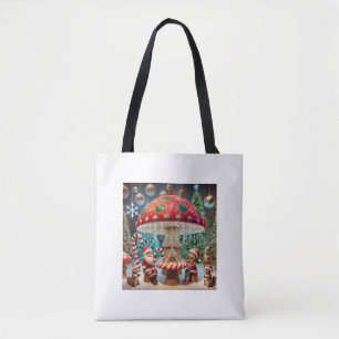 Shoulder Tote Bag: Christmas Mushroom Design Bag