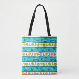 Shoulder Tote Bag in Wave Lengths - White