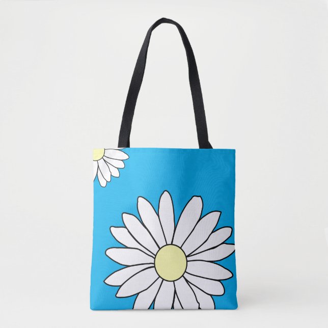 Shoulder Tote Bag - Summer Daisy Blue (Front)