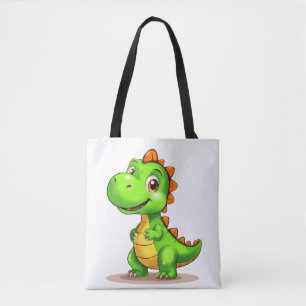 Shoulder tote bag with 3D baby T-Rex dinosaur prin
