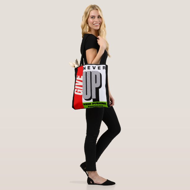 Shoulder Tote bags never give up pushing forward  (On Model)