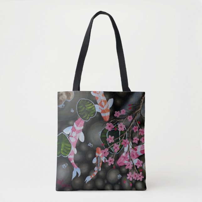 Shoulder Tote with Koi and Blossoms Bag (Front)
