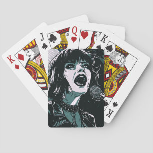 Shout It Out Expressive Singer Teal Music Lovers Playing Cards