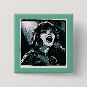 Shout It Out Loud Punk Rocker Retro Vintage Teal 15 Cm Square Badge