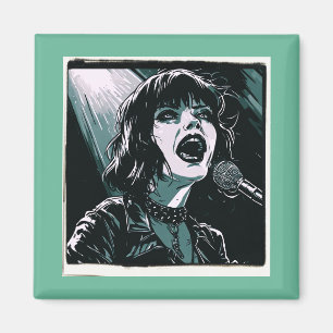 Shout It Out Loud Punk Rocker Retro Vintage Teal Magnet