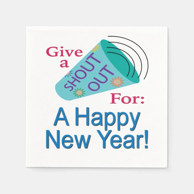 Shout Out for A Happy New Year Napkin (Front)