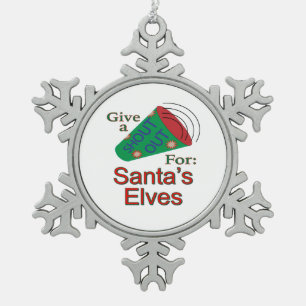 Shout Out for Santa's Elves Snowflake Pewter Christmas Ornament