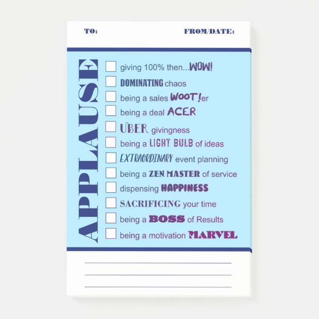 Shout out kudos employee recognition post-it award notes (Front)