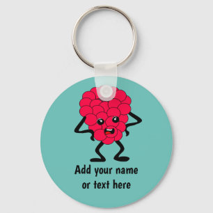 Shouty Raspberry - funny angry fruit guy on custom Key Ring