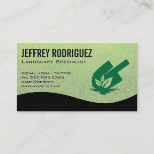 Shovel and Plant Gardening Logo    Grass  Business Card