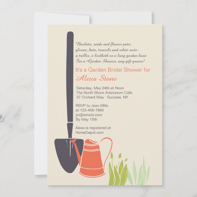 Shovel and Watering Can Bridal Shower Invitation (Front)