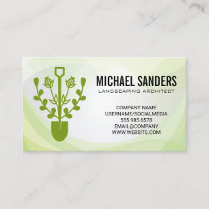 Shovel Plants Logo Gardening Landscaping Business Card