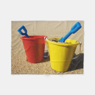 Shovels And Pails On Sandy Beach Fleece Blanket