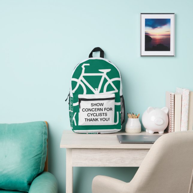 show concern for cyclists printed backpack (Insitu)