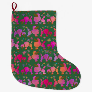 Show Dogs Groomed and Ready to Prance in Forest Large Christmas Stocking