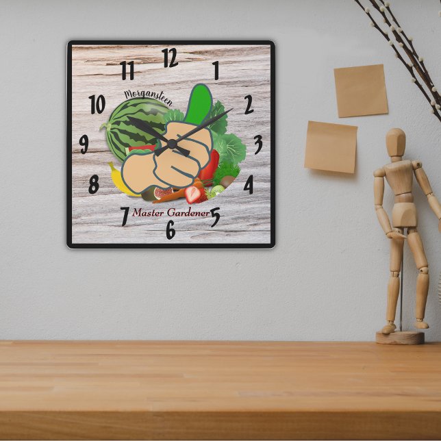 Show em the thumb Personalised Master Gardener Square Wall Clock (Creator Uploaded)