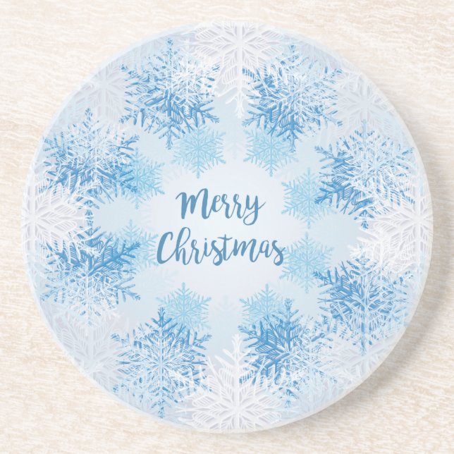 SHOW FLAKES PATTERN Merry Christmas Coaster (Front)